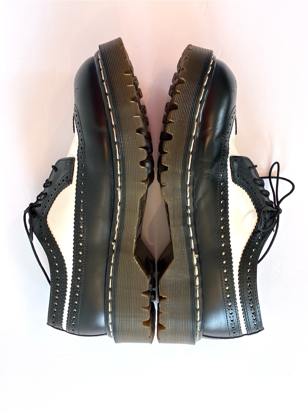 Dr. Martens 3989 Bex Smooth Leather Brogue Shoes, Black & White, Made in England - Picture 10 of 16